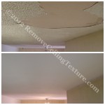 Damaged kitchen ceiling, delaminating texture due to roof leak in Burnaby, BC