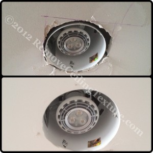 Cracked ceiling around pot light repaired