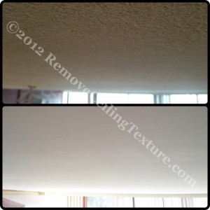 Popcorn ceiling texture removed from concrete ceilings