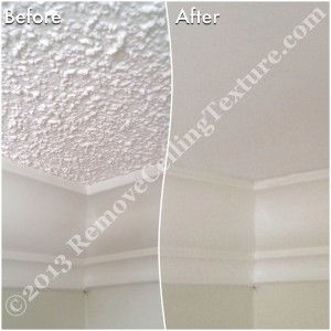 Instead of drywalling over textured ceilings, the homeowners opted for ceiling texture removal.