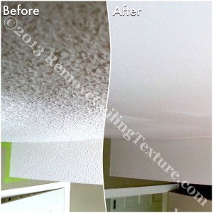 If the owners had chosen drywalling over textured ceilings, this bulkhead would have been difficult to deal with. Instead, we were able to easily smooth over it.