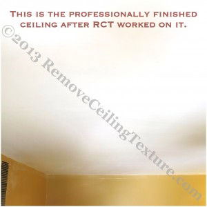 The DIY ceiling smoothing attempt was fixed by Remove Ceiling Texture.