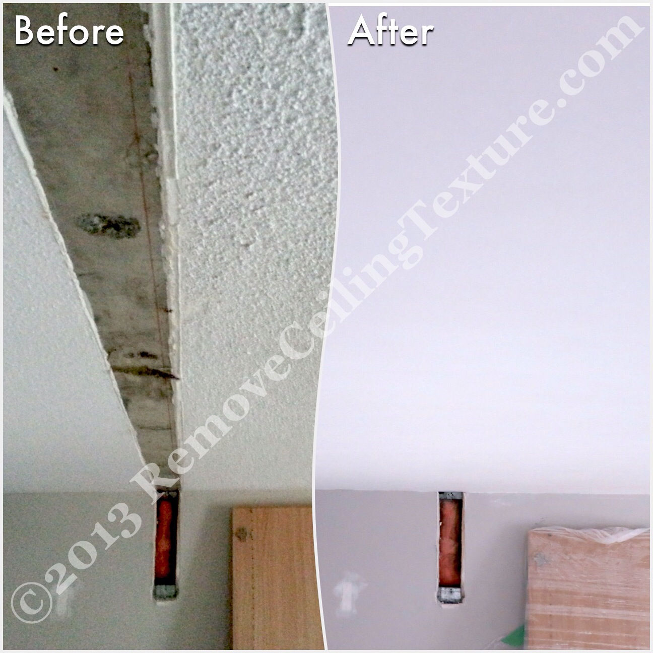 After removing walls, ceiling repairs will need to be done, as you can see at this condo at 1331 Homer Street