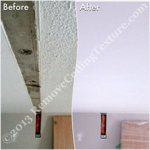 Wall removal left a large section of the ceiling to be repaired.  We fixed this with no problem.