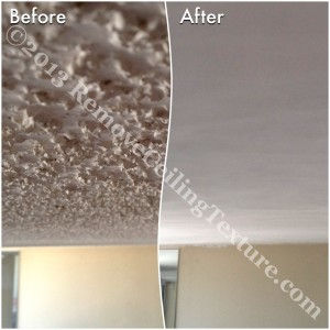 Ceiling texture removal at 1725 Pendrell Street condo in Vancouver