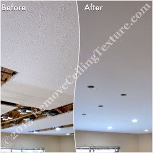 North Vancouver home gets ceiling texture removed after installing potlights - both great interior design ideas