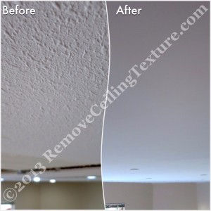 North Vancouver home gets ceiling texture removed after installing potlights - both great interior design ideas