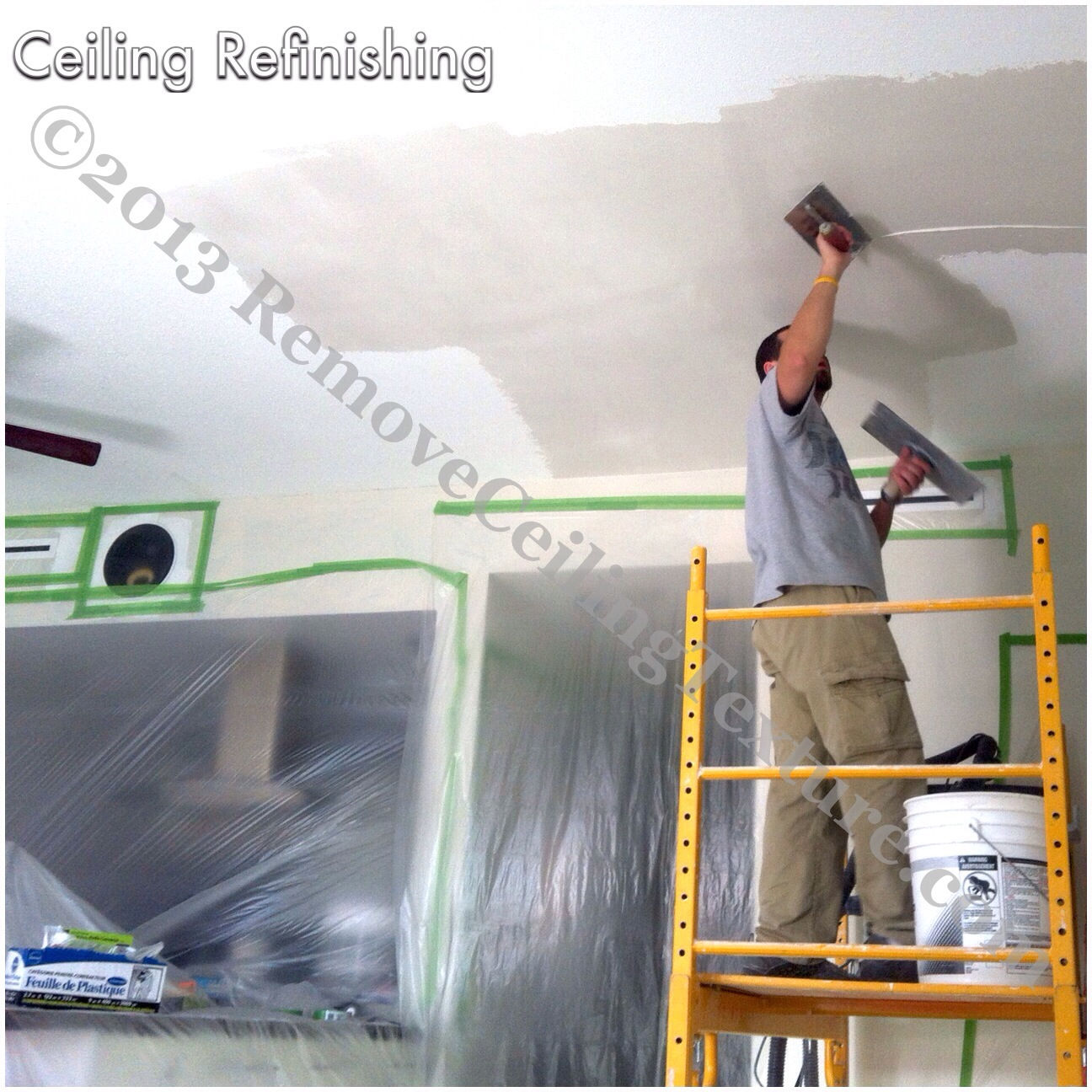 Ceiling refinishing using the same method used by plaster artisans