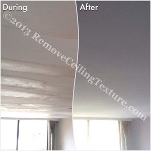 Fixing Bad Ceilings: You can see how RCT needed to fill in the waves left in the ceiling after ceiling texture removal was attempted by an inept company.