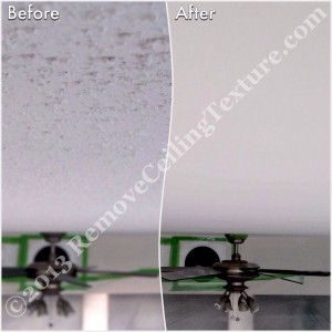 Popcorn ceiling removal around a ceiling fan that could  not be removed in a Vancouver condo