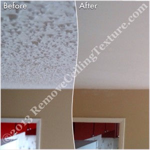 Popcorn ceiling removal in dining room of Burnaby condo