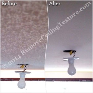 Ceiling Finishes:  Smooth Ceilings - Close up of texture removal around a light fixture in North Vancouver