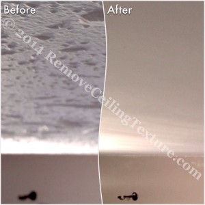 Before and after of a dining room in Coquitlam after removing popcorn ceilings