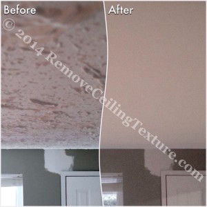 Entrance before and after in Coquitlam after removing popcorn ceilings
