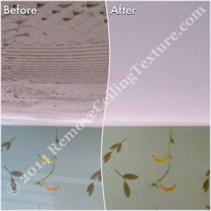 Textured Ceiling Removal:  Before and after of bedroom at Windward Dr.