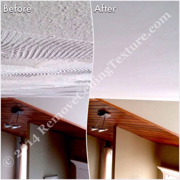 Textured Ceiling Removal: Before and after of entrance at Windward Dr.