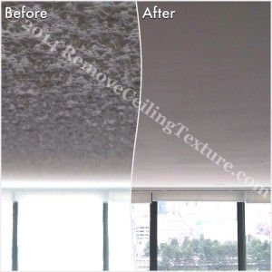How to Remove Popcorn Ceilings article:  Popcorn ceiling removal at a condo at 1128 Quebec St, Vancouver - Living Room