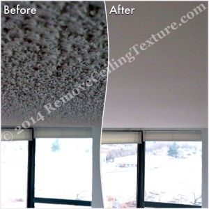 How to Remove Popcorn Ceilings article:  Popcorn ceiling removal at a condo at 1128 Quebec St, Vancouver - Living Room