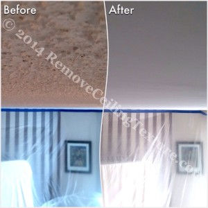 How to Remove Popcorn Ceilings article:  Popcorn ceiling removal at a condo at 71 Jameson Crt, New Westminster - Bedroom
