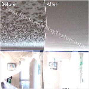 How to Remove Popcorn Ceilings article:  Popcorn ceiling removal at a condo at 71 Jameson Crt, New Westminster - Living room