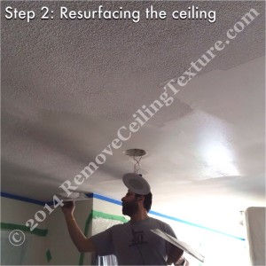 Removing ceiling texture in the kitchen of a condo at 1723 Alberni Street - DURING