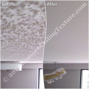 Before and after popcorn ceilings were removed - Bedroom
