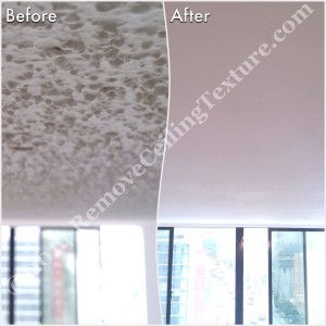 Before and after popcorn ceilings were removed - Dining Room