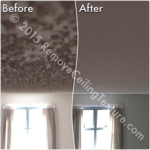 Before & After Renovations: Ceiling texture removal at a condo at 1188 Quebec St (Bedroom)