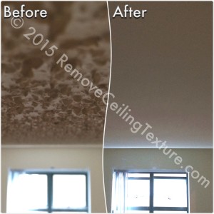 Before & After Renovations: Ceiling texture removal at a condo at 1188 Quebec St (Bedroom)