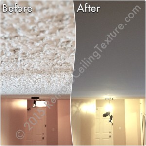 Before & After Renovations: Ceiling texture removal at a condo at 1188 Quebec St (Entrance)