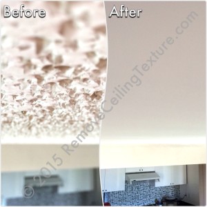Before & After Renovations: Ceiling texture removal at a condo at 1188 Quebec St (Kitchen)