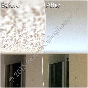 Before & After Renovations: Ceiling texture removal at a condo at 1188 Quebec St (Master Bedroom)